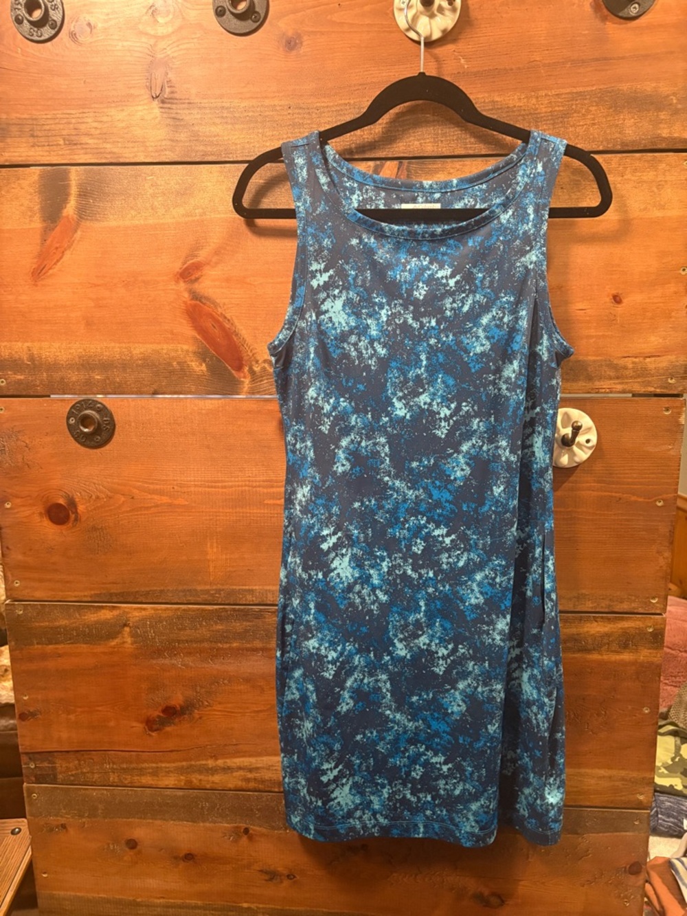 Columbia Blue Printed Sleeveless Shift Dress